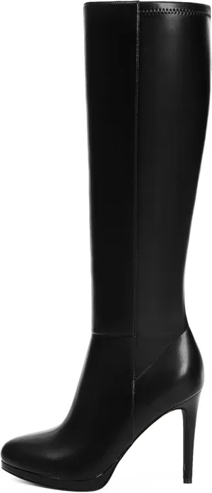 Modatope Knee High Boots Women Platform Boots Pointed Toe Tall Boots 4 In Stiletto High Heel Long Boots Side Zipper Dress Knee High Boots