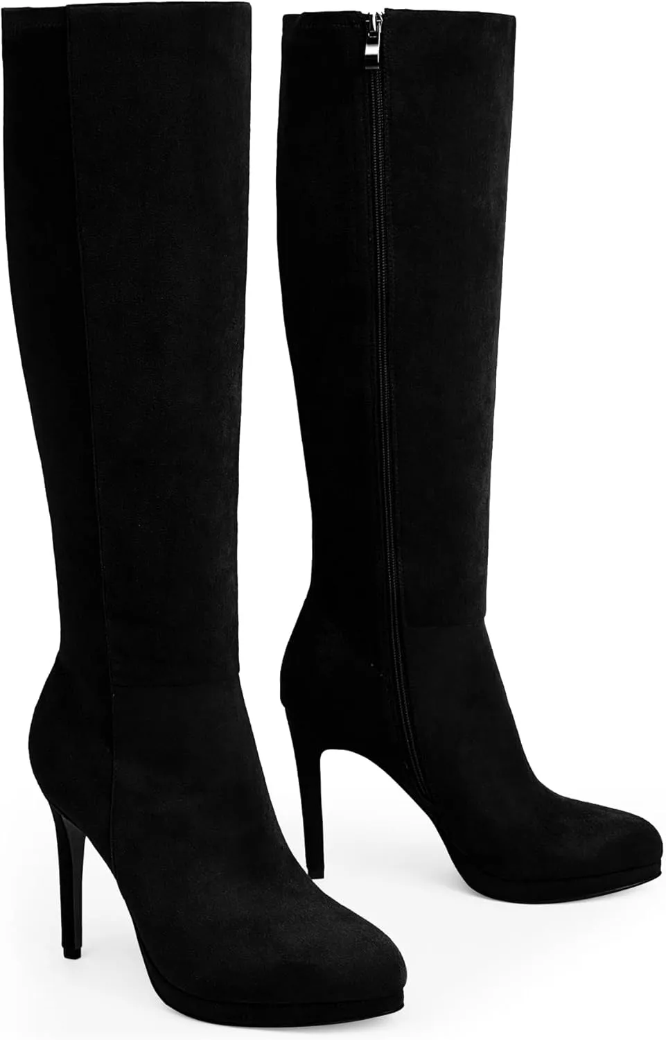 Modatope Knee High Boots Women Platform Boots Pointed Toe Tall Boots 4 In Stiletto High Heel Long Boots Side Zipper Dress Knee High Boots