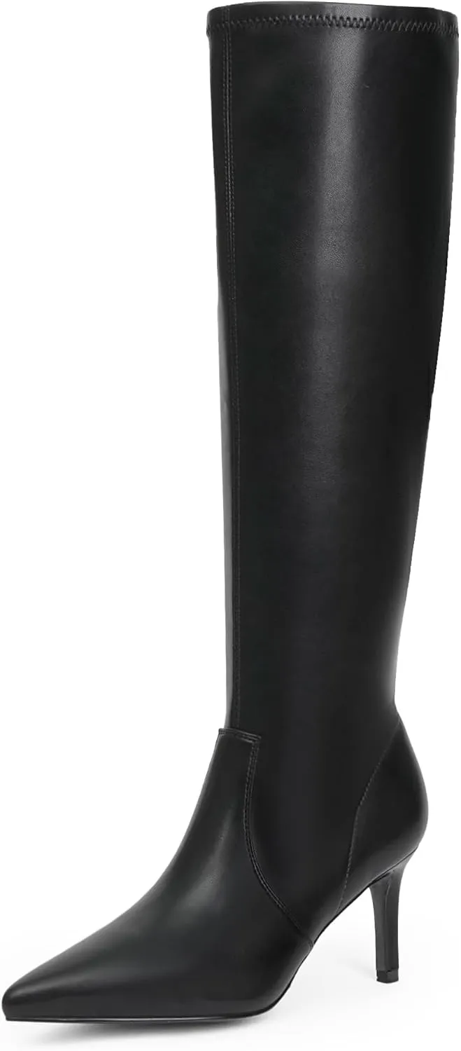 Modatope Knee High Boots Women Pointed Toe Tall Boots Stiletto High Heel Long Boots Side Zipper Dress Fashion Boots Shoes