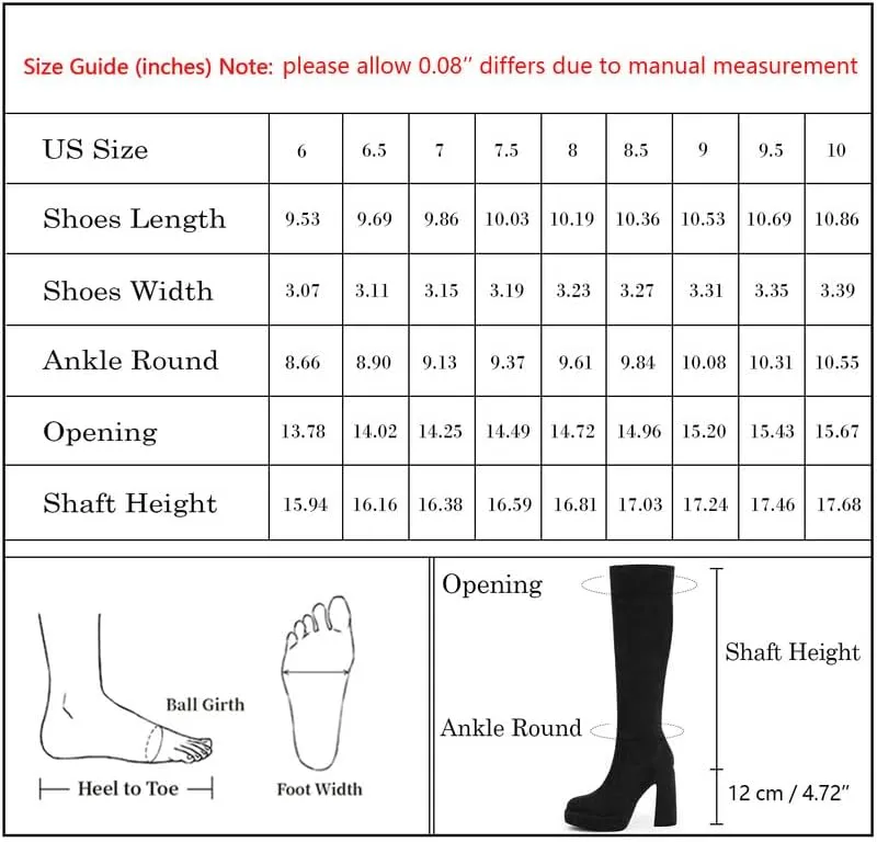 Modatope Platform Knee High Boots for Women Chunky Heel Rounded Toe Womens Knee High Boots Side Zipper Tall Boots