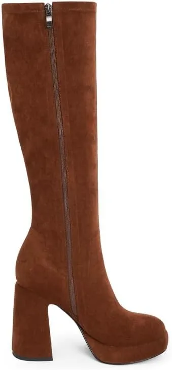 Modatope Platform Knee High Boots for Women Chunky Heel Rounded Toe Womens Knee High Boots Side Zipper Tall Boots