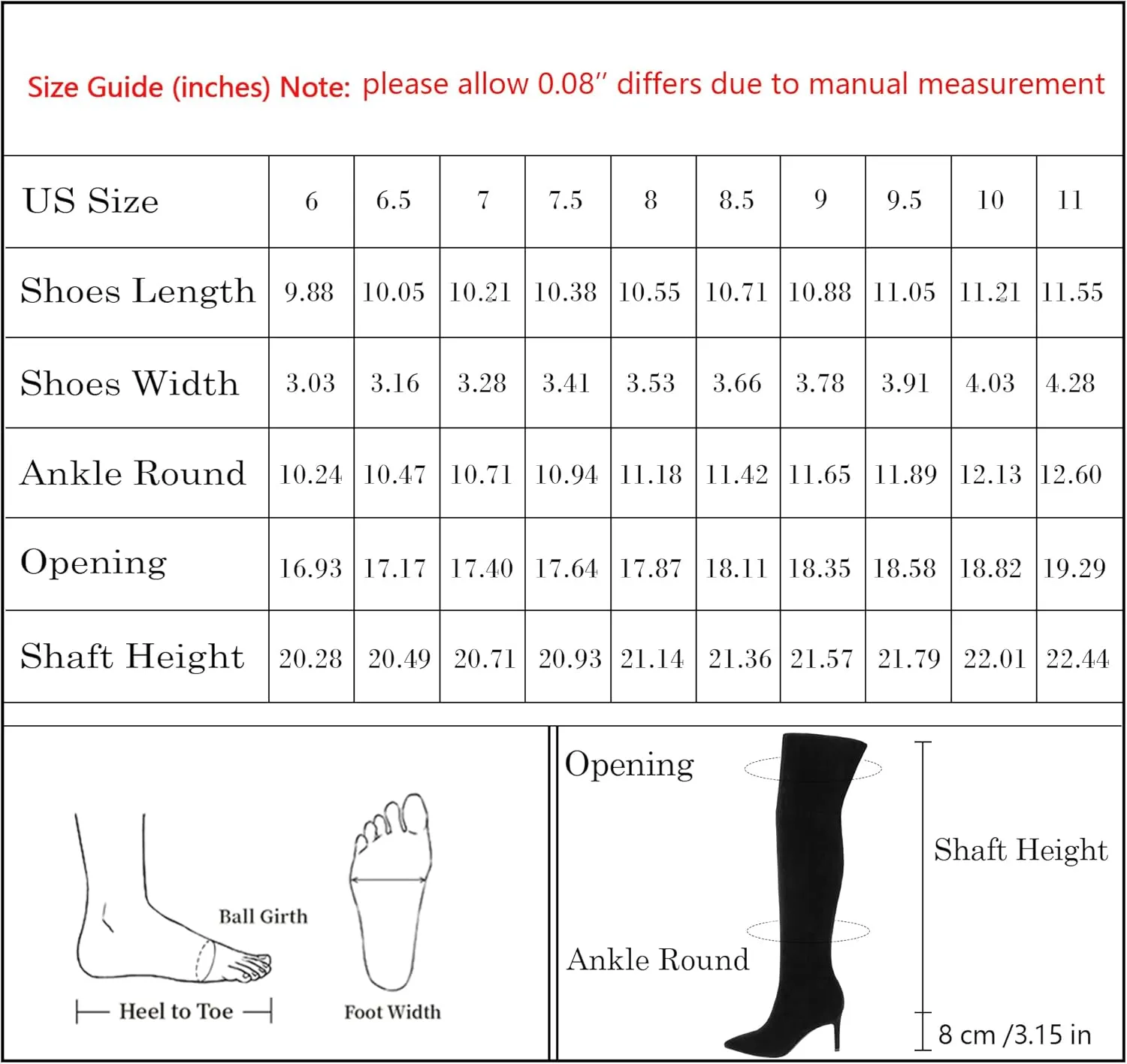 Modatope Thigh High Boots for Women Over The Knee Sexy Pointed Toe High Heel Boots Side Zipper Long Boots