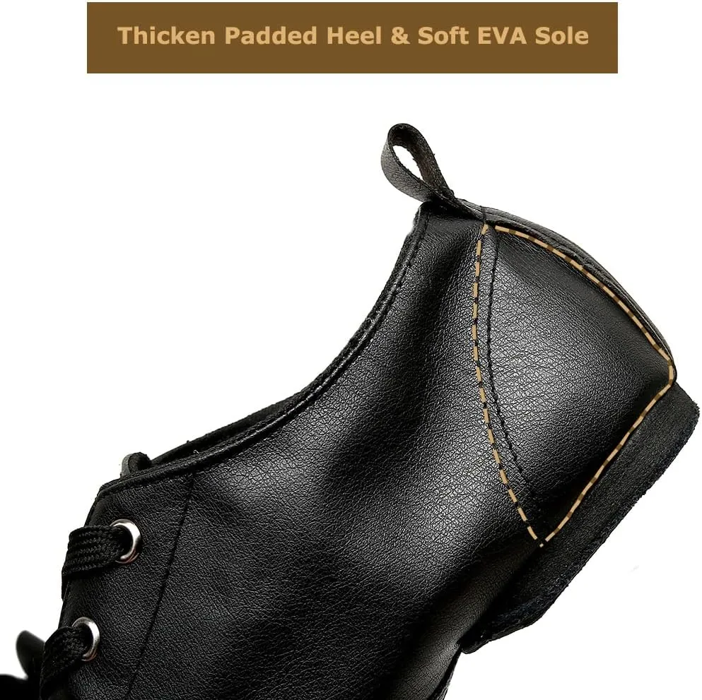 MSMAX Jazz Shoes for Women Black Leather Renaissance Boots for Men