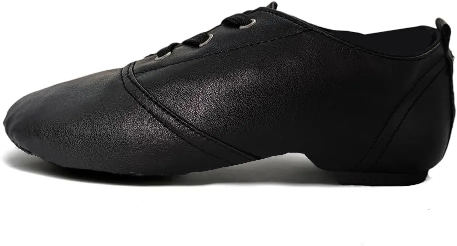 MSMAX Jazz Shoes for Women Black Leather Renaissance Boots for Men