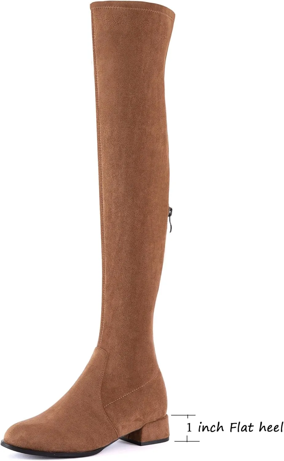 Mtzyoa Thigh High Block Heel Boot Women Pointed Toe Stretch Over The Knee Boots
