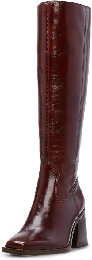 MUCCCUTE Knee High Boots for Women - Square Toe Chunky Block Heel Boots with Side Zipper Pull On Tall Boot