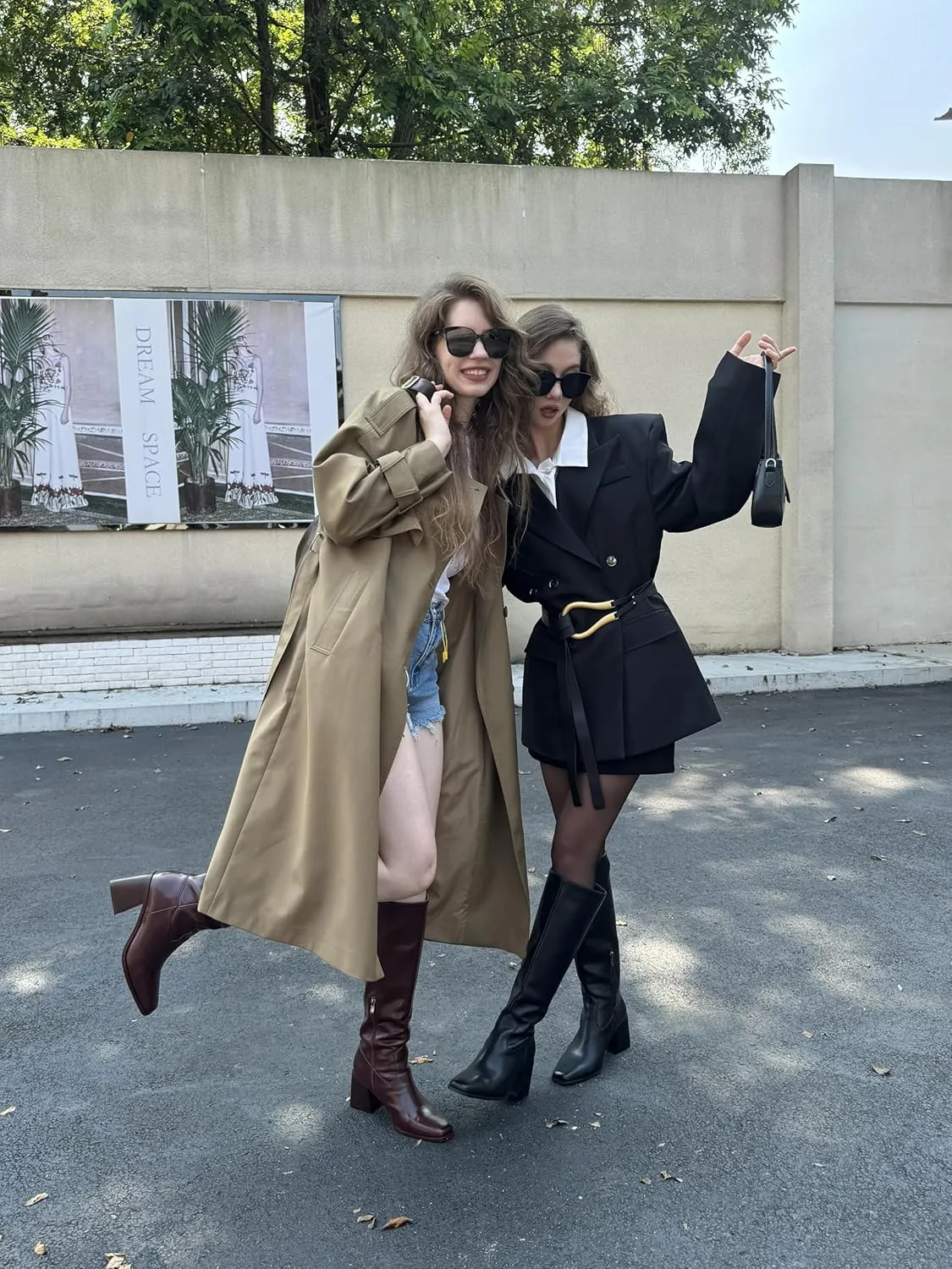 MUCCCUTE Knee High Boots for Women - Square Toe Chunky Block Heel Boots with Side Zipper Pull On Tall Boot