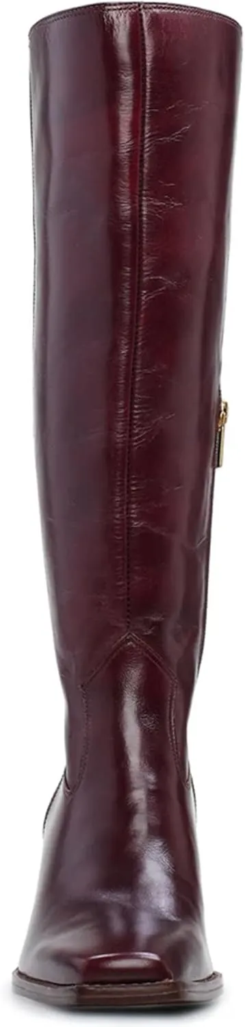 MUCCCUTE Knee High Boots for Women - Square Toe Chunky Block Heel Boots with Side Zipper Pull On Tall Boot