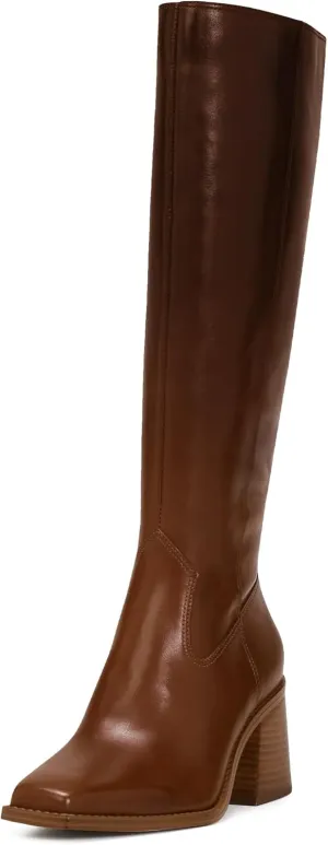 MUCCCUTE Knee High Boots for Women - Square Toe Chunky Block Heel Boots with Side Zipper Pull On Tall Boot