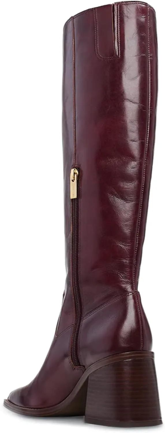 MUCCCUTE Knee High Boots for Women - Square Toe Chunky Block Heel Boots with Side Zipper Pull On Tall Boot