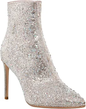 MUCCCUTE Women's Rhinestone Boots Knee High Pointed Toe Stiletto High Heel Sparkly Boots Fashion Wedding Party Date Dress
