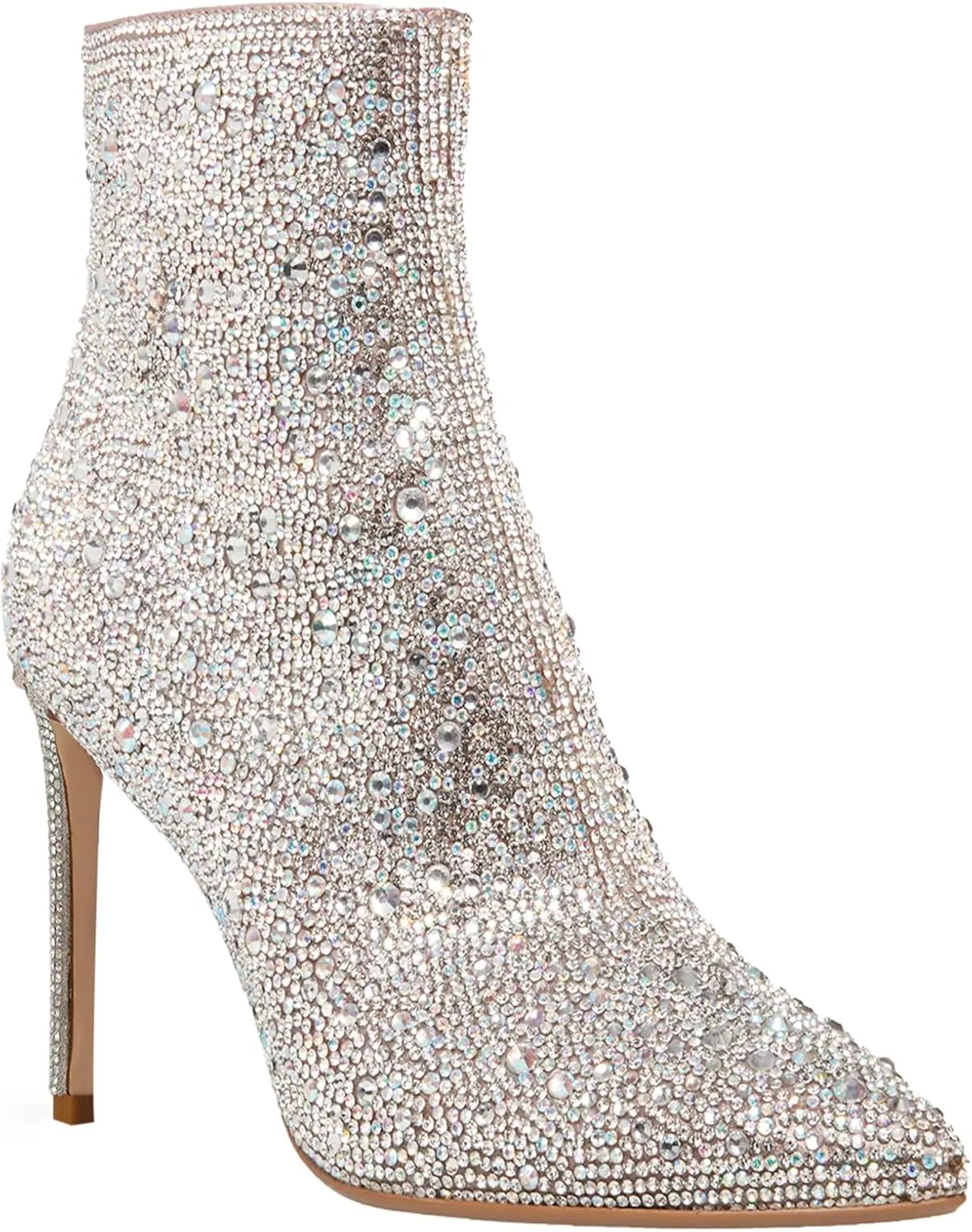 MUCCCUTE Women's Rhinestone Boots Knee High Pointed Toe Stiletto High Heel Sparkly Boots Fashion Wedding Party Date Dress