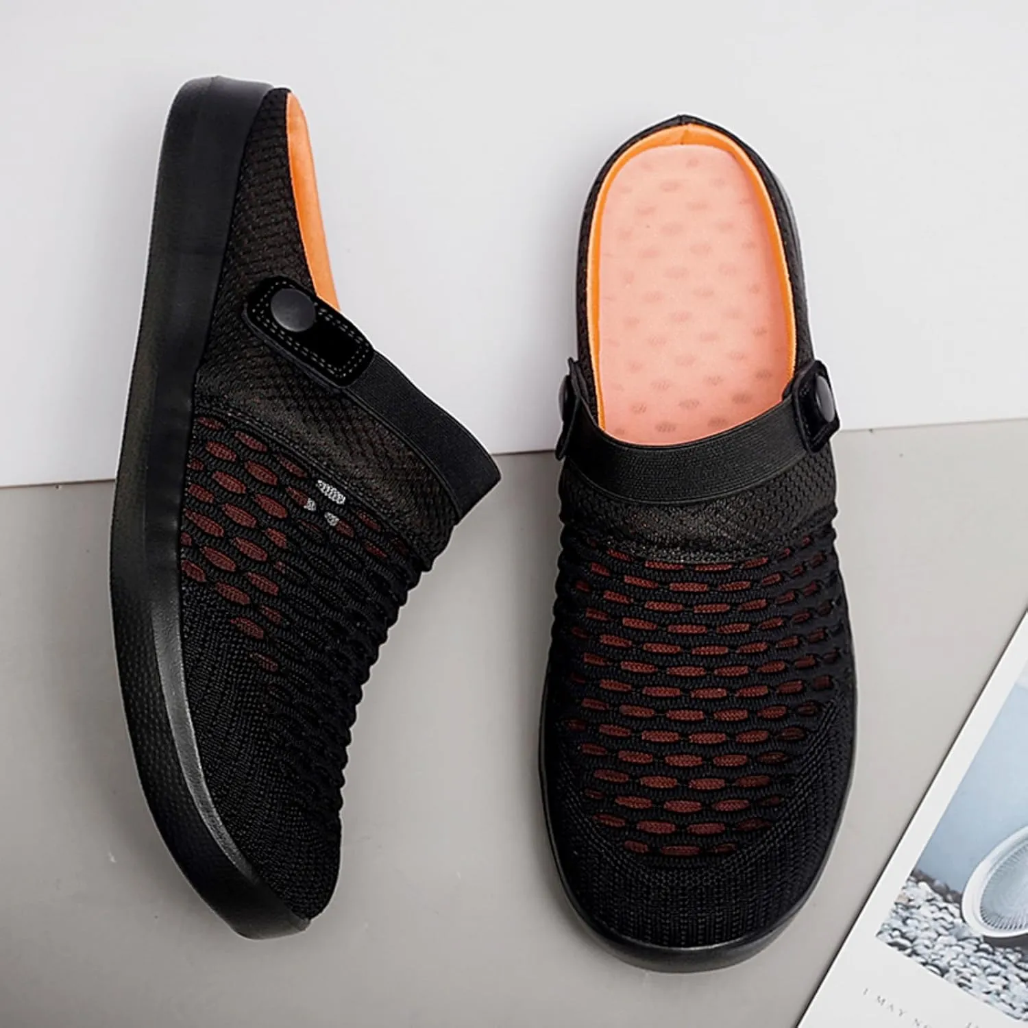 Mules Clogs for Women Orthopedic Air Cushion Platform Mesh Mules Breathable Slip-On Sandals Lightweight Walking Shoes Slippers Sandal Outdoor Slippers
