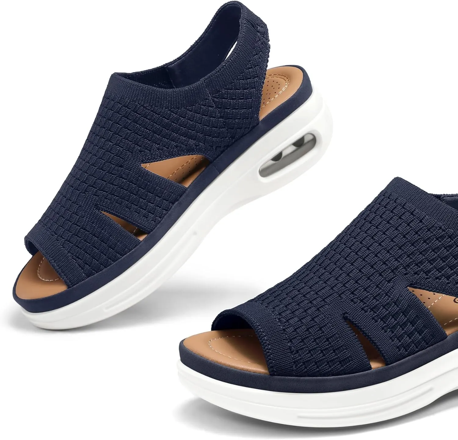 mysoft Womens Comfortable Walking Sandals Slip On Air Cushion Slingback Open Toe Platform Summer Shoes