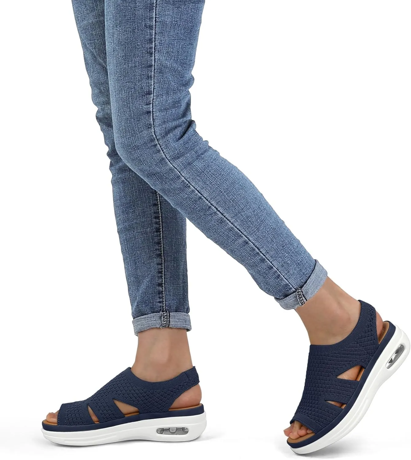 mysoft Womens Comfortable Walking Sandals Slip On Air Cushion Slingback Open Toe Platform Summer Shoes