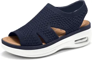 mysoft Womens Comfortable Walking Sandals Slip On Air Cushion Slingback Open Toe Platform Summer Shoes