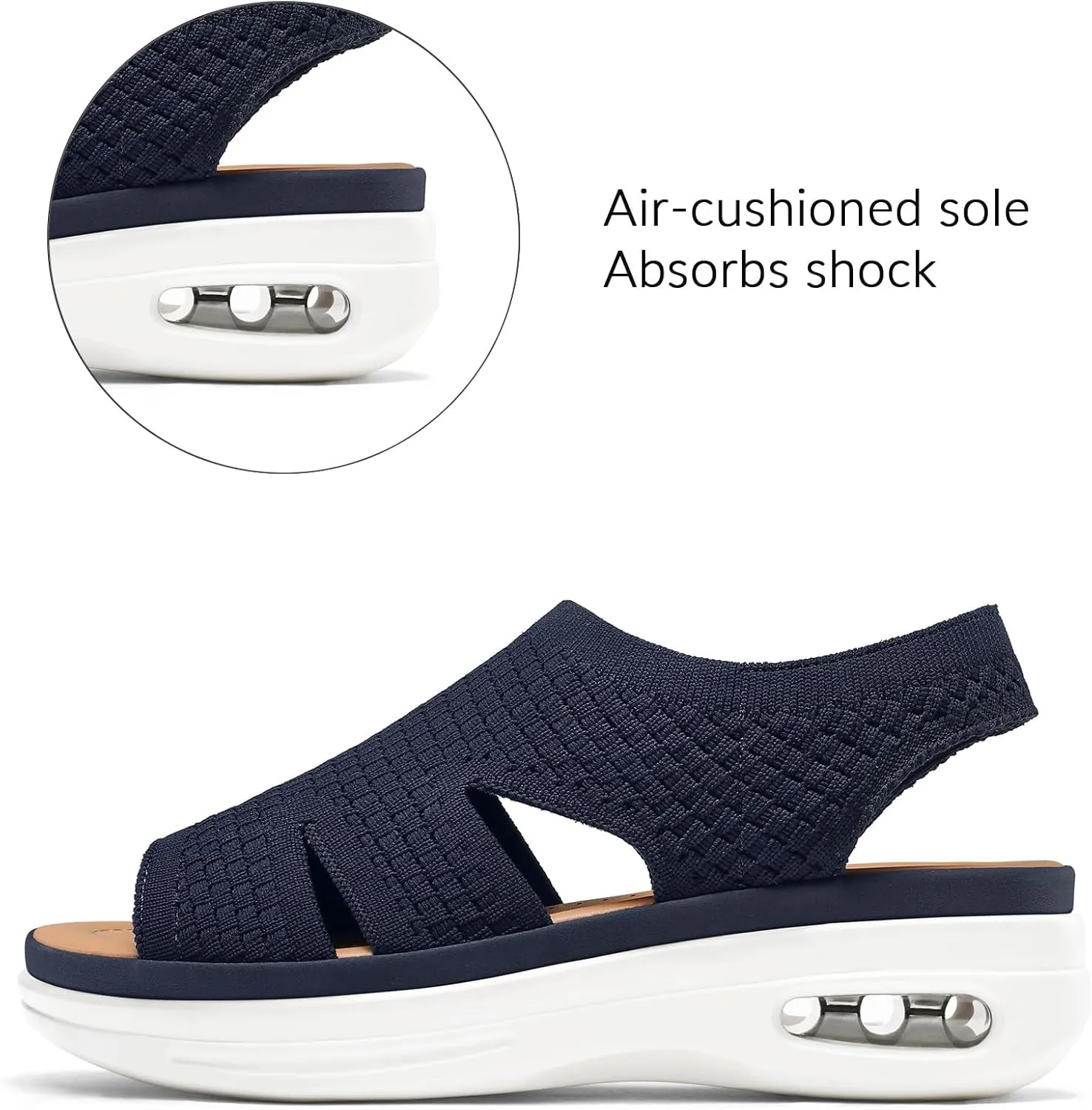 mysoft Womens Comfortable Walking Sandals Slip On Air Cushion Slingback Open Toe Platform Summer Shoes