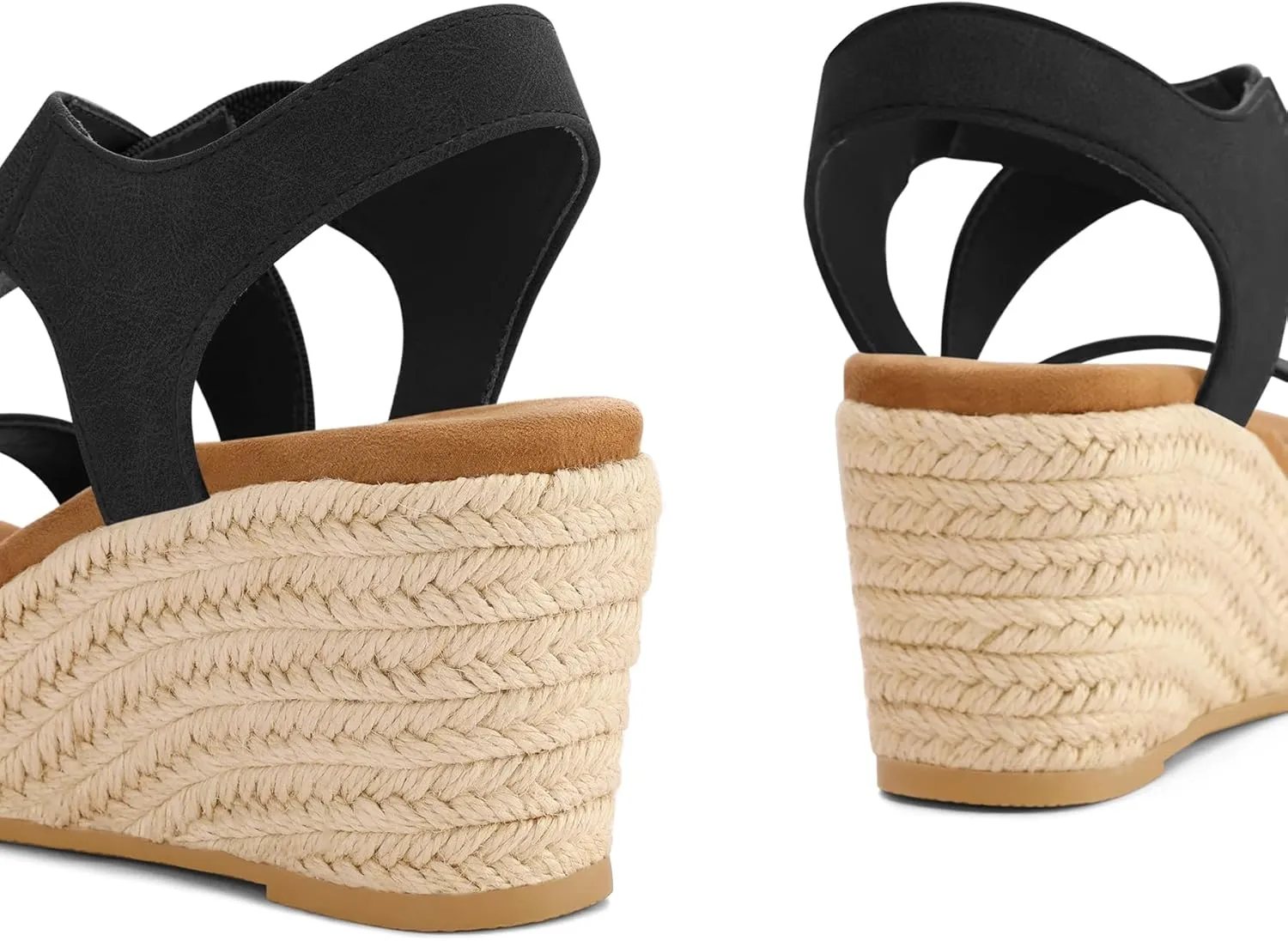 mysoft Women's Platform Espadrille Wedge Sandals Open Toe Elastic Ankle Strap Crisscross Slip on Summer Shoes