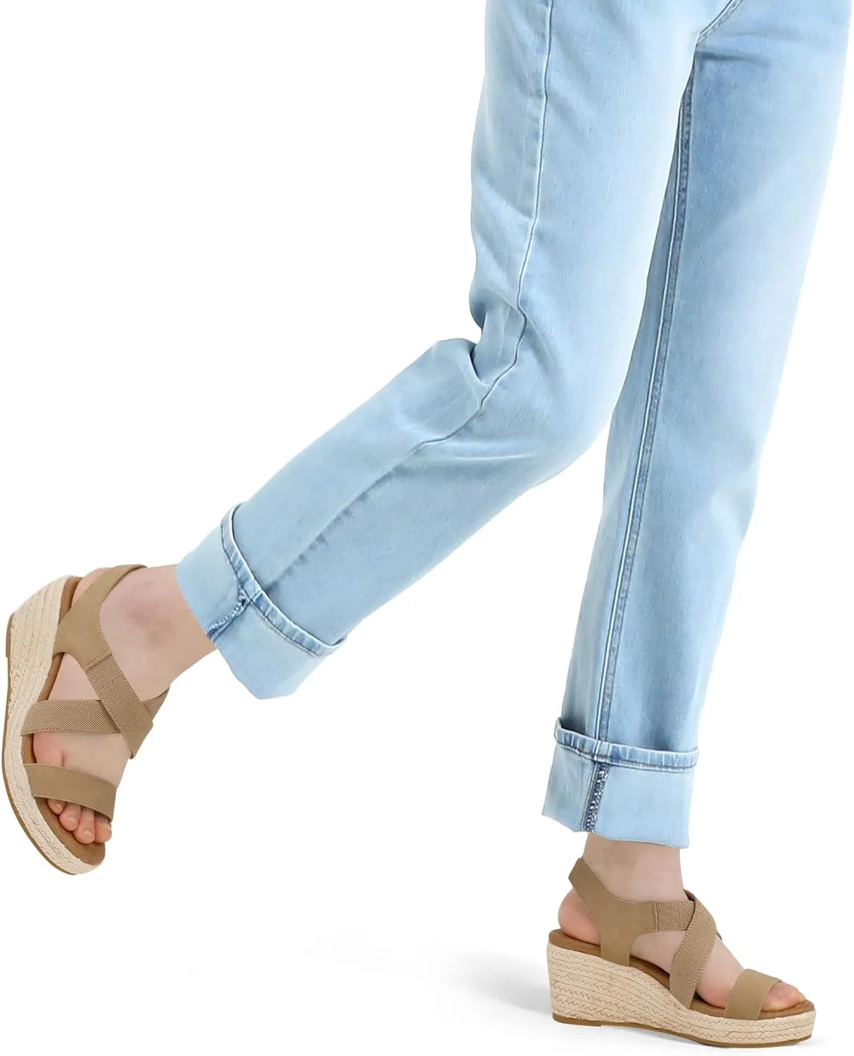 mysoft Women's Platform Espadrille Wedge Sandals Open Toe Elastic Ankle Strap Crisscross Slip on Summer Shoes