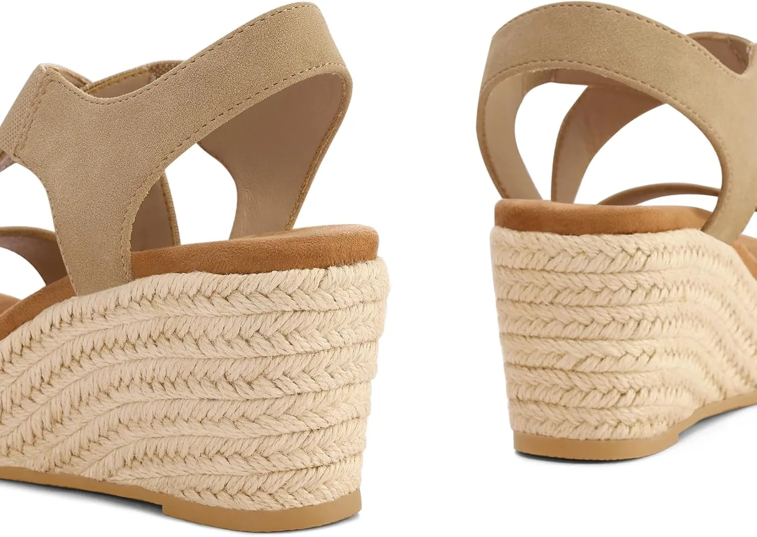 mysoft Women's Platform Espadrille Wedge Sandals Open Toe Elastic Ankle Strap Crisscross Slip on Summer Shoes