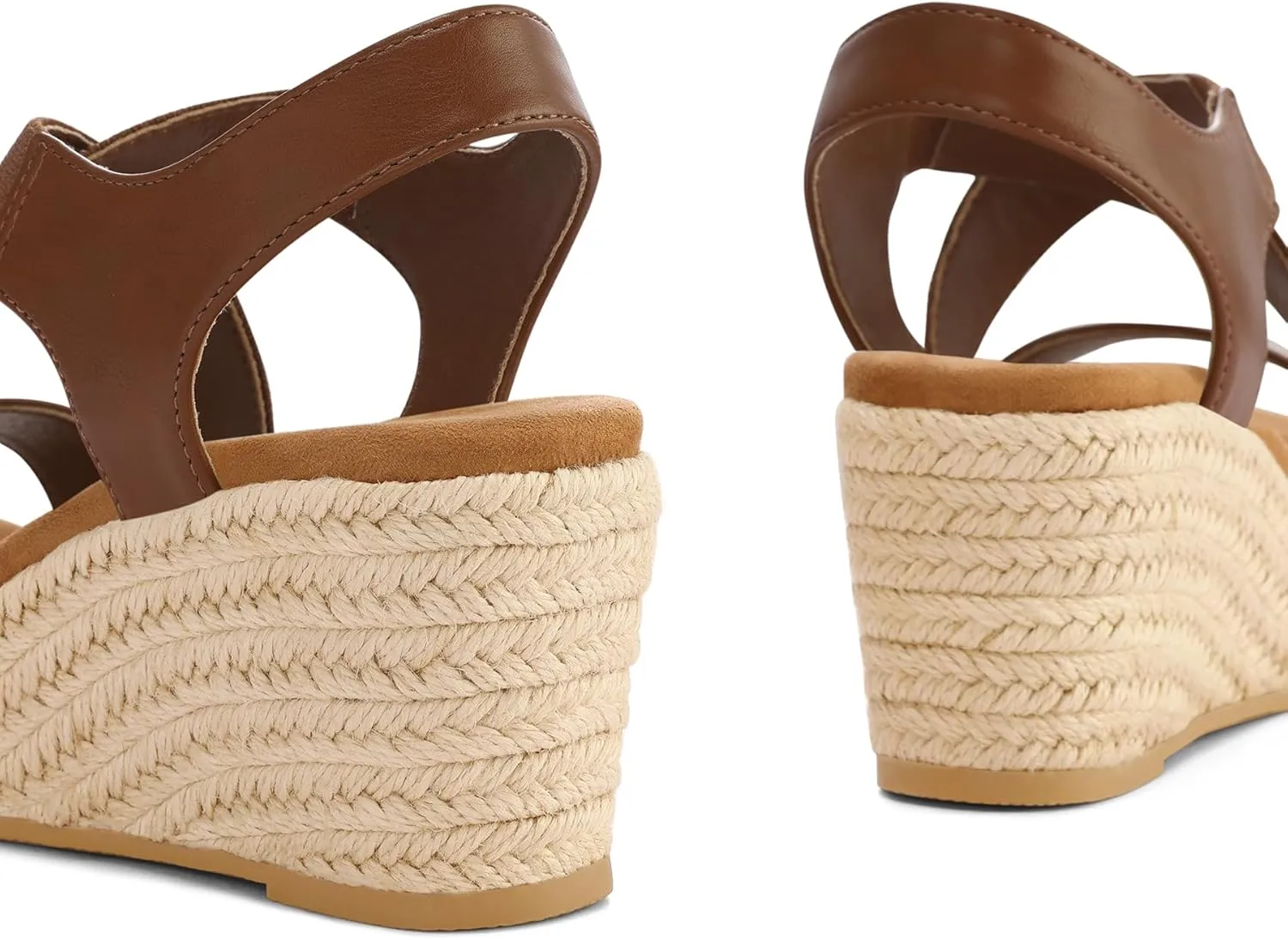 mysoft Women's Platform Espadrille Wedge Sandals Open Toe Elastic Ankle Strap Crisscross Slip on Summer Shoes