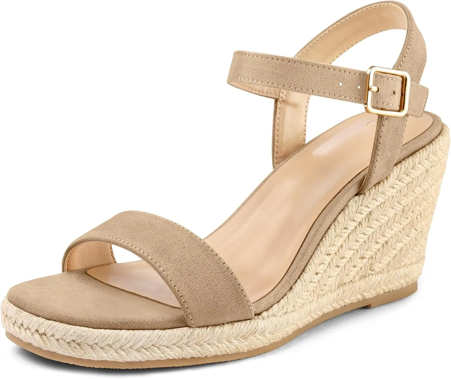 mysoft Women's Platform Espadrille Wedge Sandals Square Open Toe Ankle Strap Buckle Casual Summer Dressy Sandals