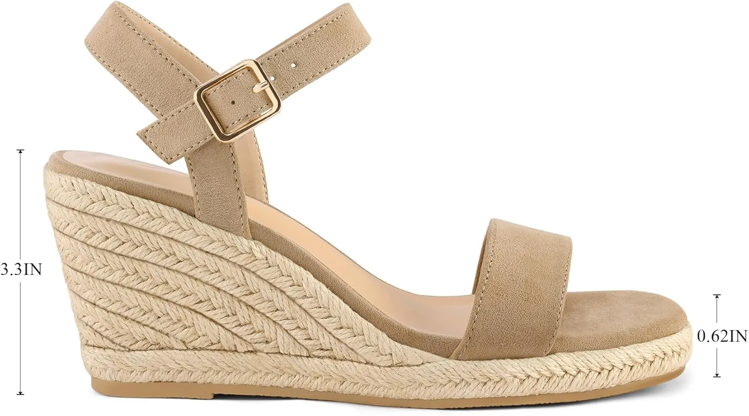 mysoft Women's Platform Espadrille Wedge Sandals Square Open Toe Ankle Strap Buckle Casual Summer Dressy Sandals