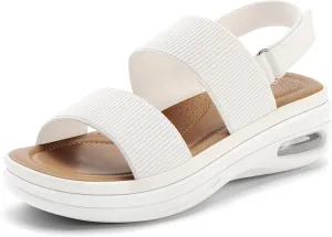 mysoft Women's Walking Sandals Comfortable Air Cushion Knit Elastic Ankle Strap Open Toe Platform Sandals Summer Shoes