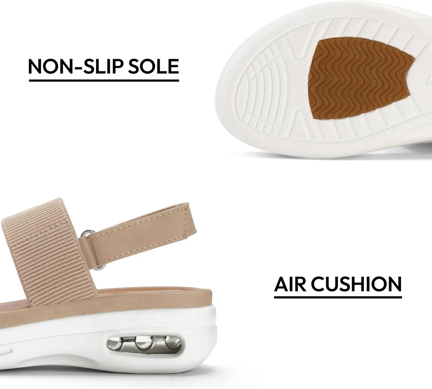 mysoft Women's Walking Sandals Comfortable Air Cushion Platform Elastic Ankle Strap Open Toe Ourdoor Summer Shoes