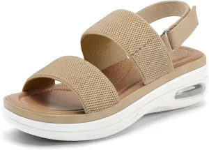 mysoft Women's Walking Sandals Comfortable Air Cushion Platform Elastic Ankle Strap Open Toe Ourdoor Summer Shoes