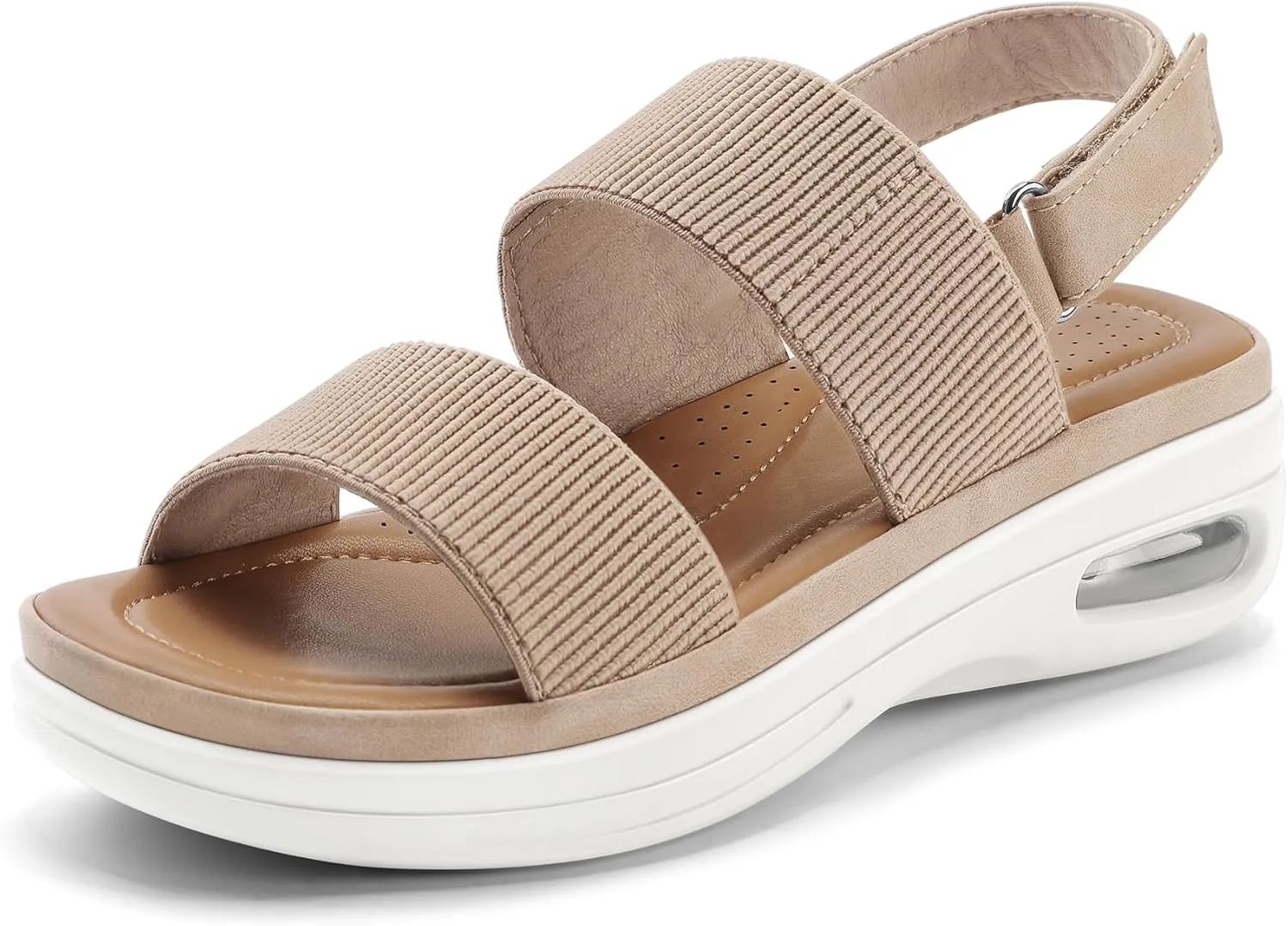 mysoft Women's Walking Sandals Comfortable Air Cushion Platform Elastic Ankle Strap Open Toe Ourdoor Summer Shoes
