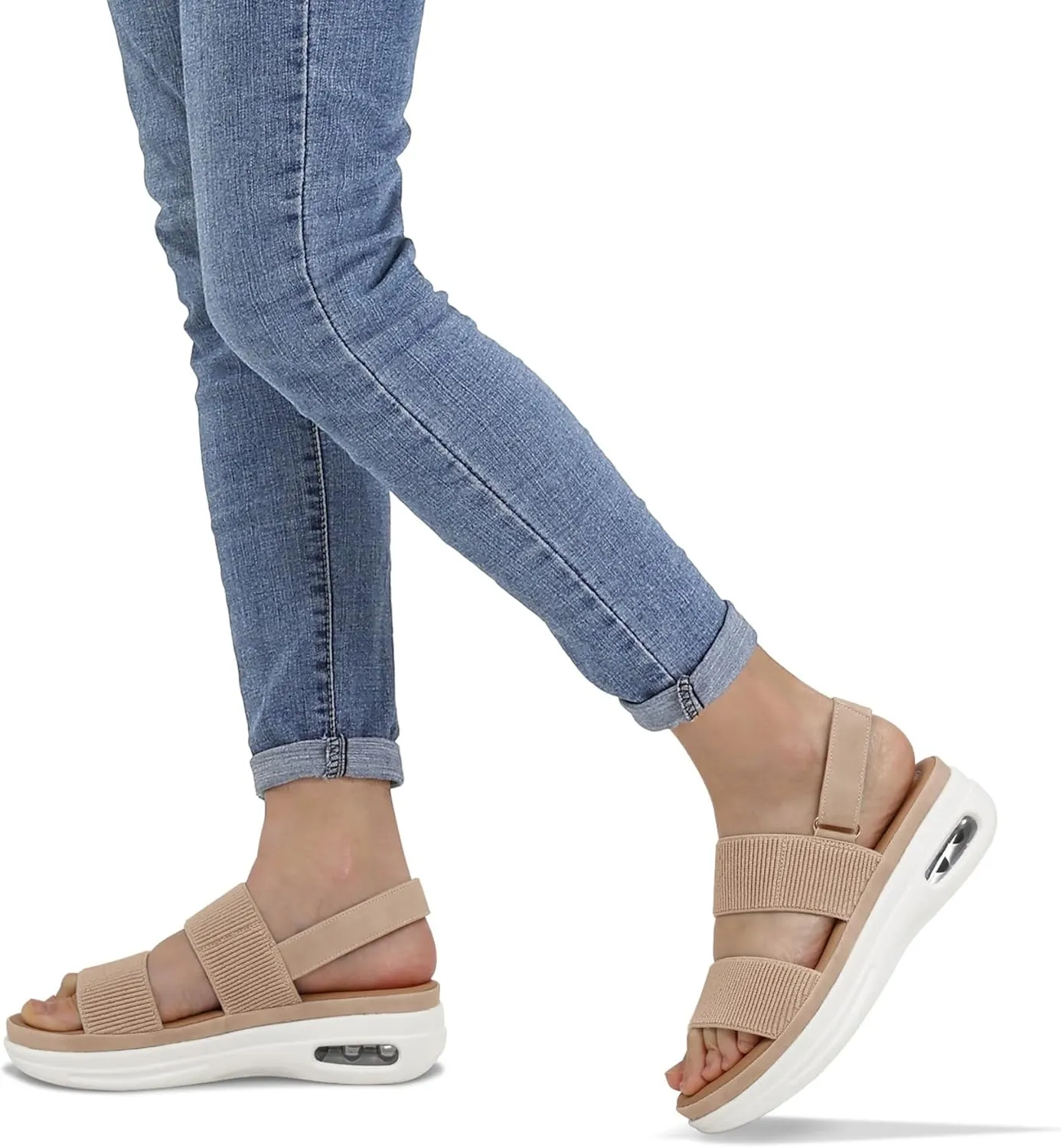 mysoft Women's Walking Sandals Comfortable Air Cushion Platform Elastic Ankle Strap Open Toe Ourdoor Summer Shoes