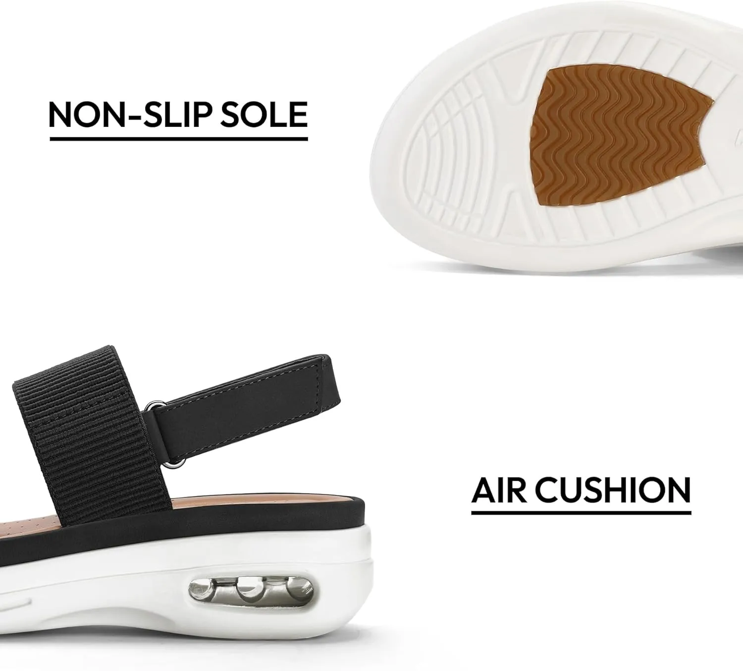 mysoft Women's Walking Sandals Comfortable Air Cushion Platform Elastic Ankle Strap Open Toe Ourdoor Summer Shoes