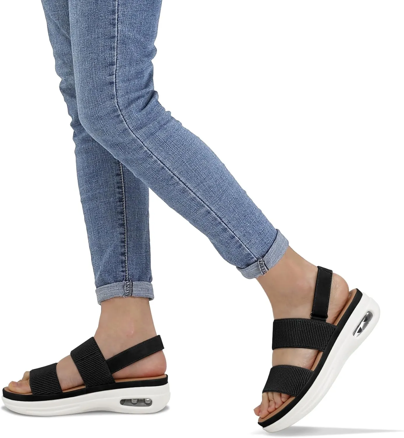 mysoft Women's Walking Sandals Comfortable Air Cushion Platform Elastic Ankle Strap Open Toe Ourdoor Summer Shoes