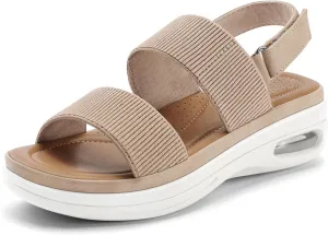 mysoft Women's Walking Sandals Comfortable Air Cushion Platform Elastic Ankle Strap Open Toe Ourdoor Summer Shoes