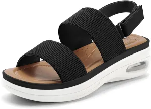 mysoft Women's Walking Sandals Comfortable Air Cushion Platform Elastic Ankle Strap Open Toe Ourdoor Summer Shoes