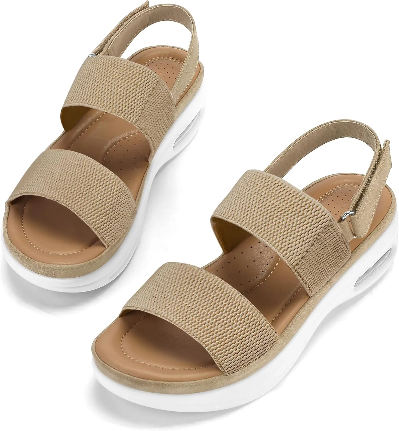 mysoft Women's Walking Sandals Comfortable Air Cushion Platform Elastic Ankle Strap Open Toe Ourdoor Summer Shoes