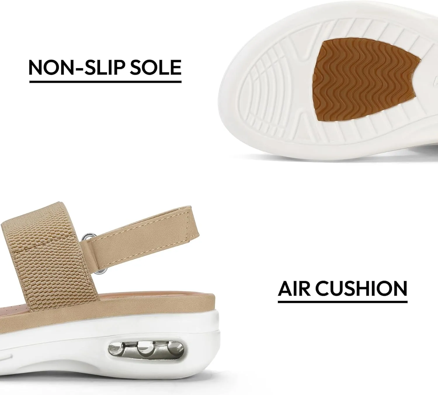 mysoft Women's Walking Sandals Comfortable Air Cushion Platform Elastic Ankle Strap Open Toe Ourdoor Summer Shoes