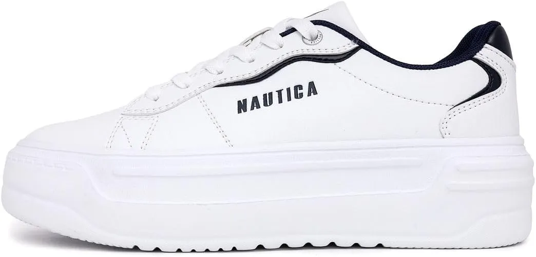 Nautica Women’s Lace-Up Fashion Sneakers – Low-Top Casual Walking & Tennis Shoes with Platform or Regular Heel