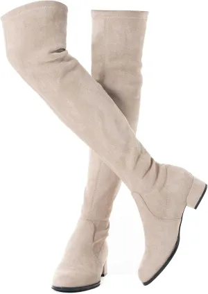 N.N.G Women Over the Knee Boots Thigh High Suede Block Winter Low Above Flat Long OTK Comfort Pointed toe