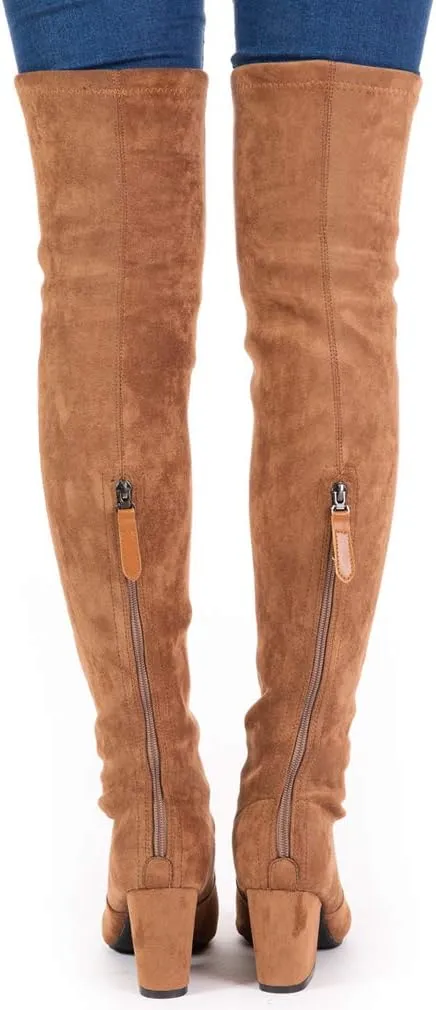 N.N.G Women Over the Knee Boots Thigh High Suede Block Winter Low Above Flat Long OTK Comfort Pointed toe