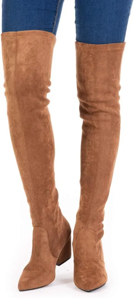N.N.G Women Over the Knee Boots Thigh High Suede Block Winter Low Above Flat Long OTK Comfort Pointed toe