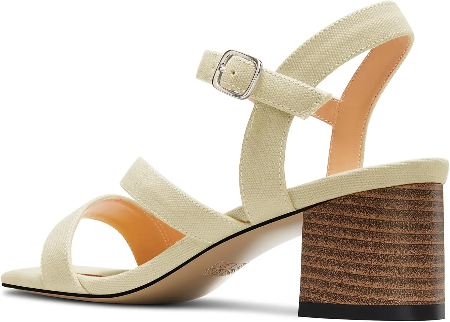 NobleOnly Womens Mid Block Heel Open Toe Ankle Strap Buckle Sandals Casual Office Dress Denim Summer Shoes 2.0 Inches Heels
