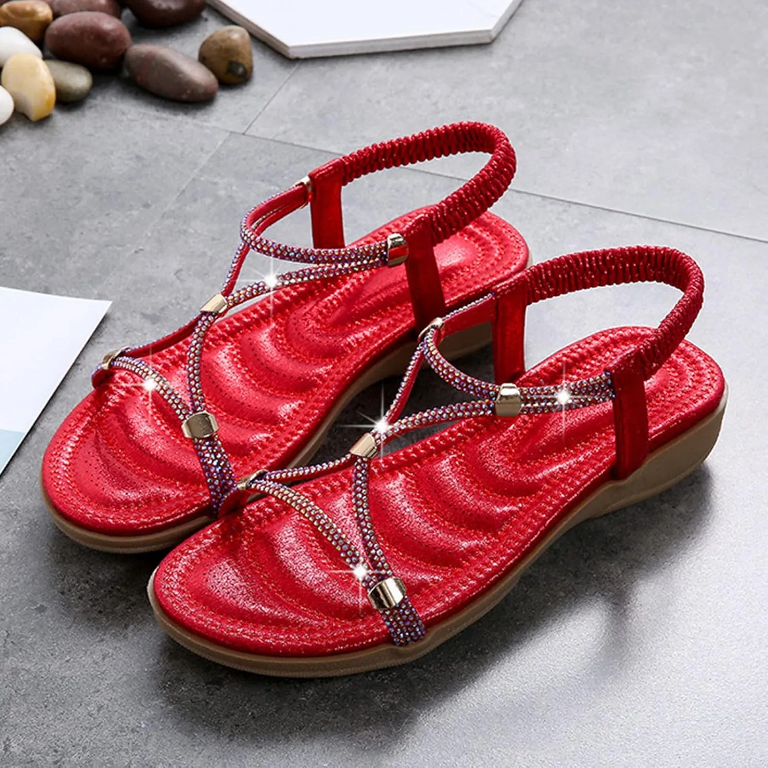 Non Slip Flat Bottom Sandals for Women Adjustable Casual Fisherman Cool Shoes Beach Non Slip Flat Sandals
