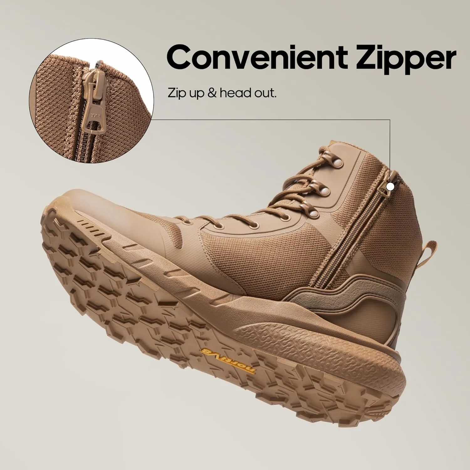 NORTIV 8 Men's Military Tactical Boot Lightweight Comfortable Boots for Work All Day Side Zipper Motorcycle Combat Hiking Boots 8 Inches Metrostrike