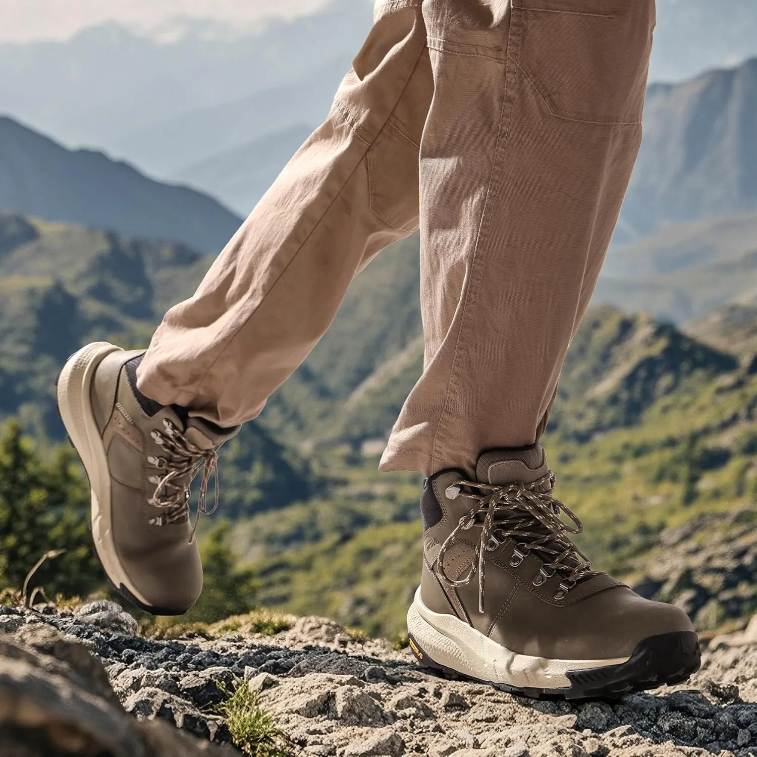 NORTIV 8 Men's Waterproof Hiking Boots Lightweight Outdoor Mid Trekking Leather Shoes DriftShield