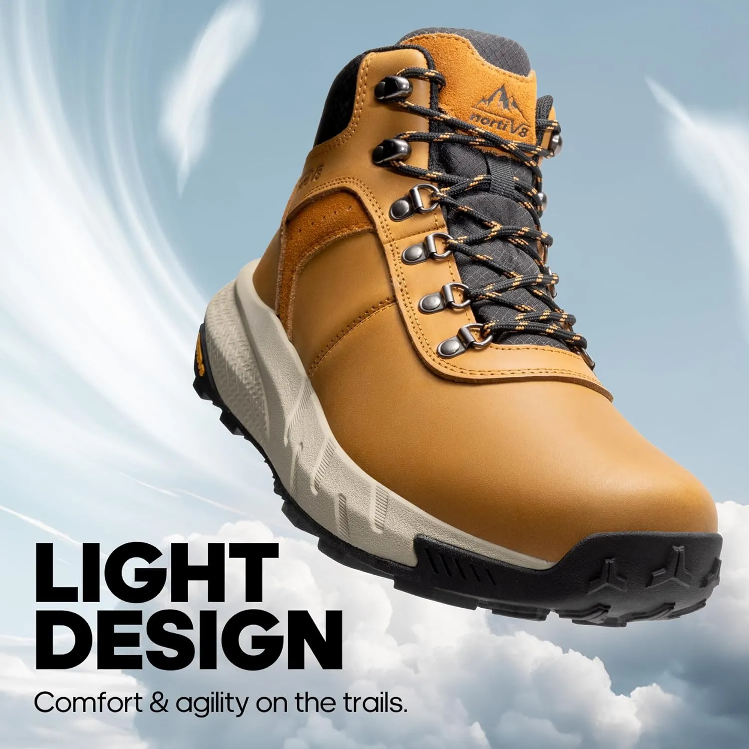 NORTIV 8 Men's Waterproof Hiking Boots Lightweight Outdoor Mid Trekking Leather Shoes DriftShield