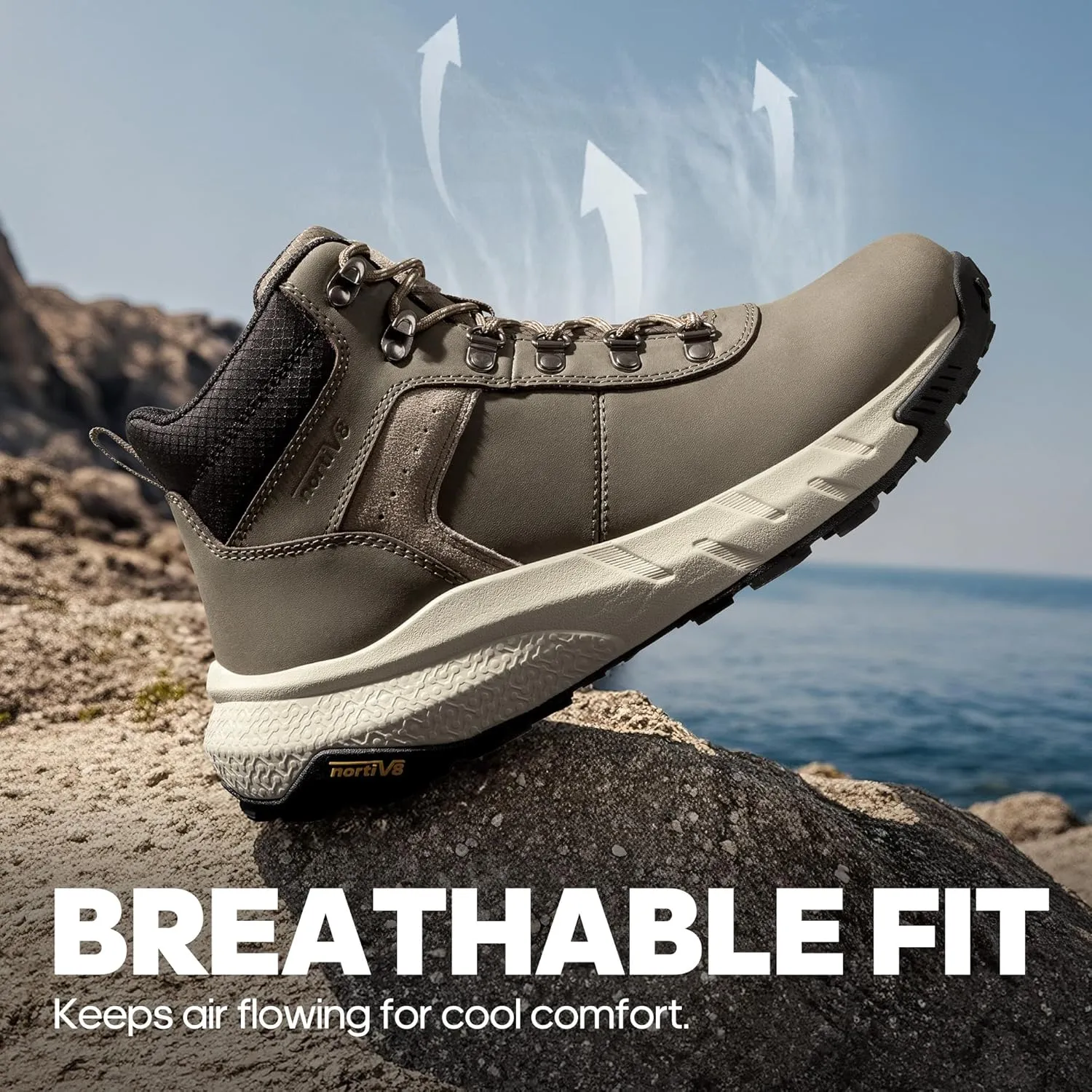 NORTIV 8 Men's Waterproof Hiking Boots Lightweight Outdoor Mid Trekking Leather Shoes DriftShield