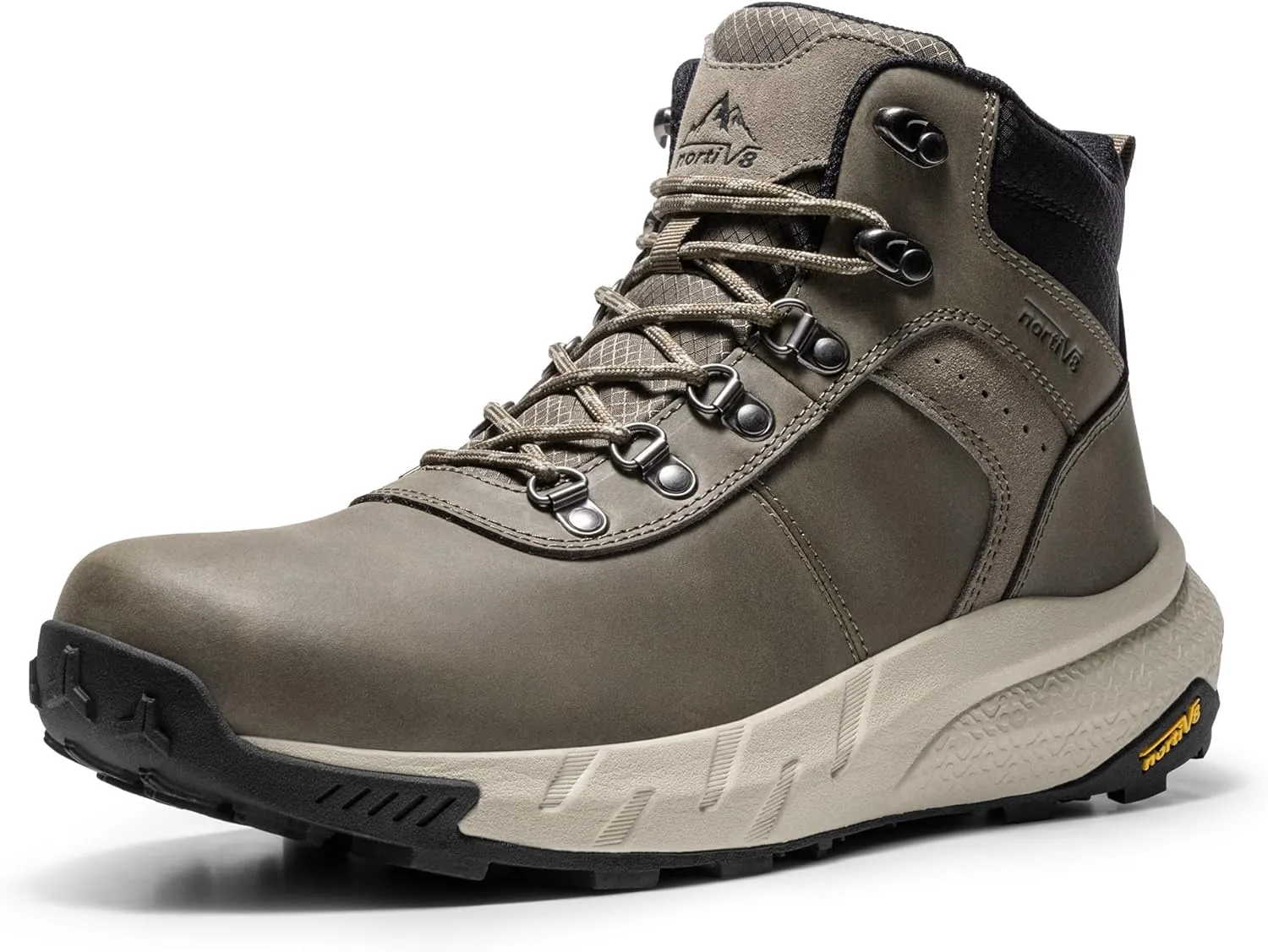 NORTIV 8 Men's Waterproof Hiking Boots Lightweight Outdoor Mid Trekking Leather Shoes DriftShield