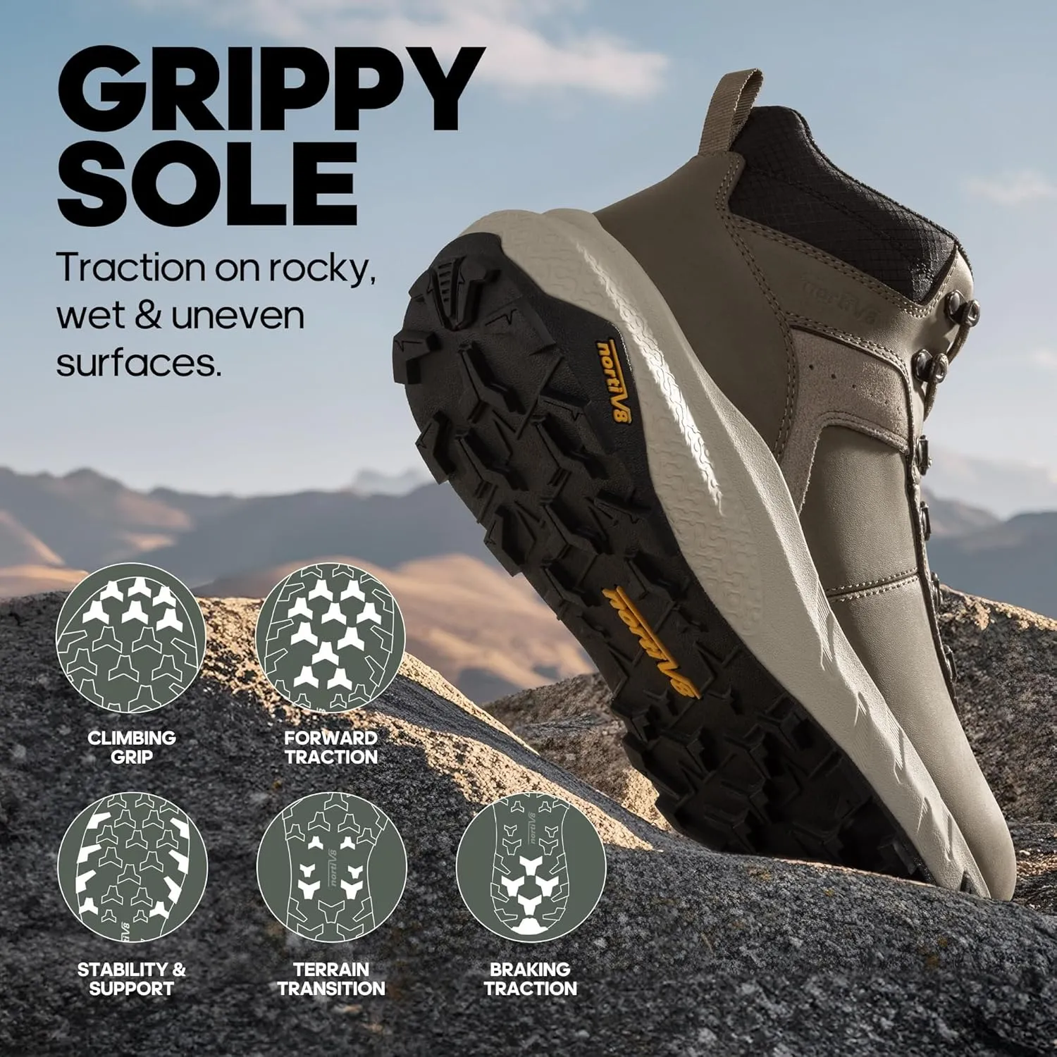 NORTIV 8 Men's Waterproof Hiking Boots Lightweight Outdoor Mid Trekking Leather Shoes DriftShield
